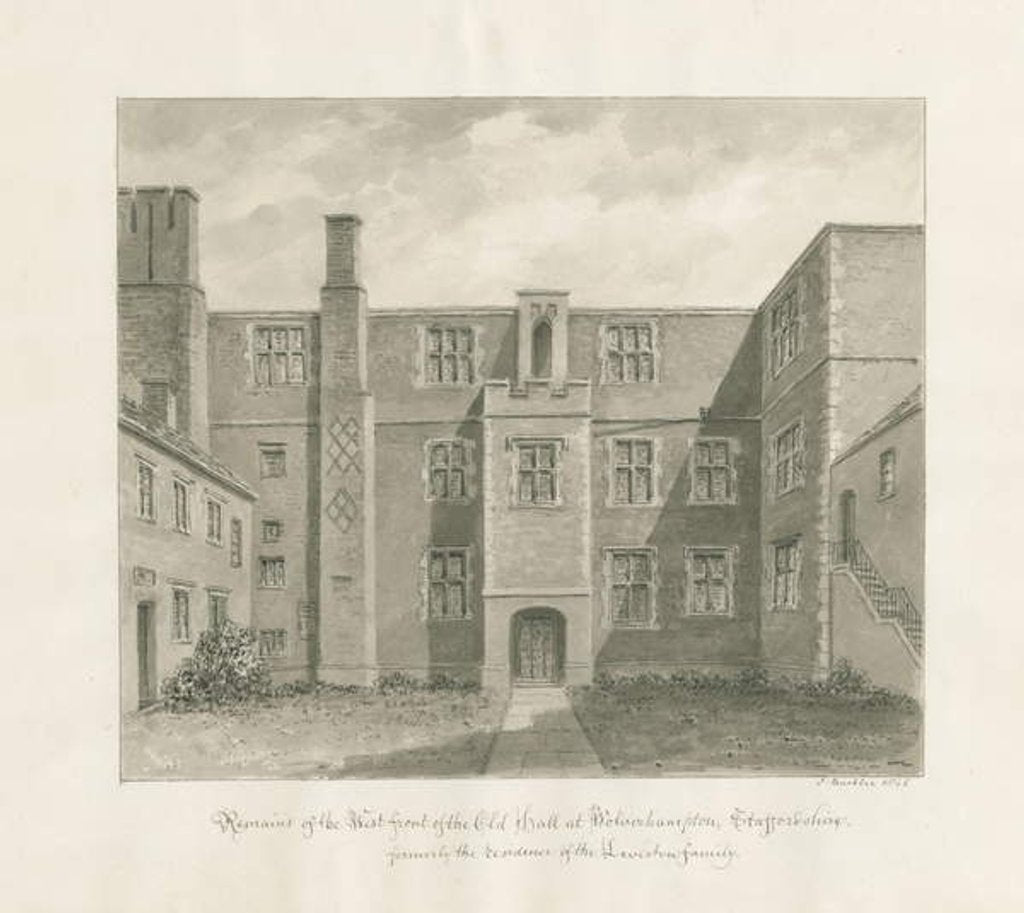 Detail of Wolverhampton - The Old Hall: sepia drawing, 1845 by John Buckler