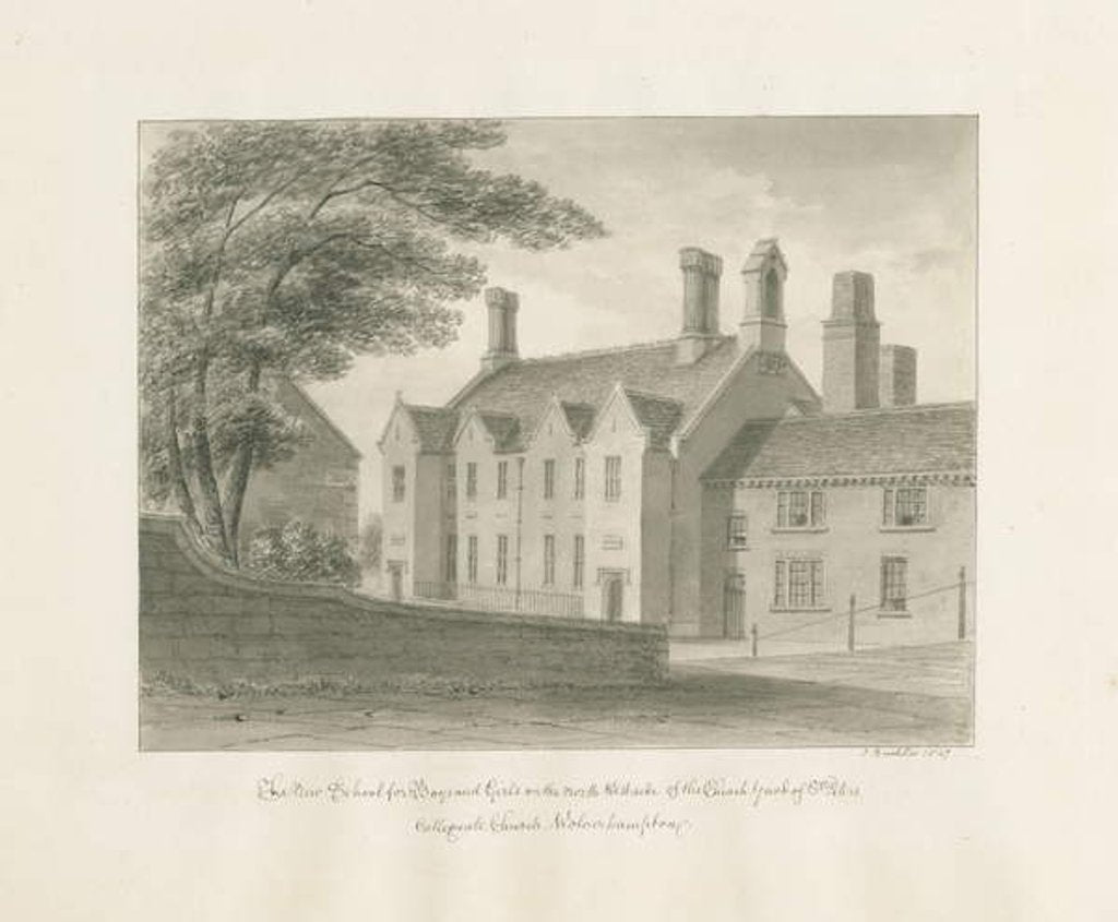 Detail of Wolverhampton - 'The New Schools for Boys and Girls' by John Buckler