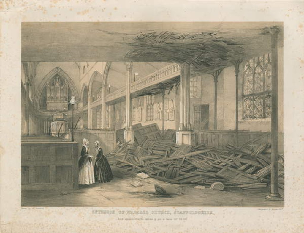 Detail of Interior of Walsall Church - tinted lithograph, [Oct 1847] by School English
