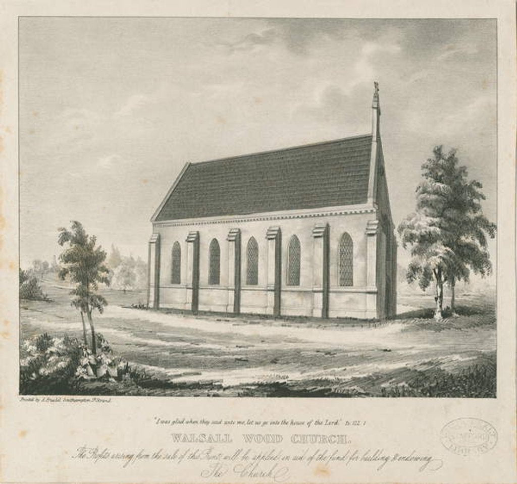Detail of Walsall Wood Church: lithograph by School English