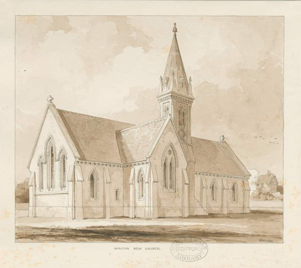 Detail of Walton-on-the-Hill Church [New]: pen and wash drawing, 1841 by Thomas Peploe Wood