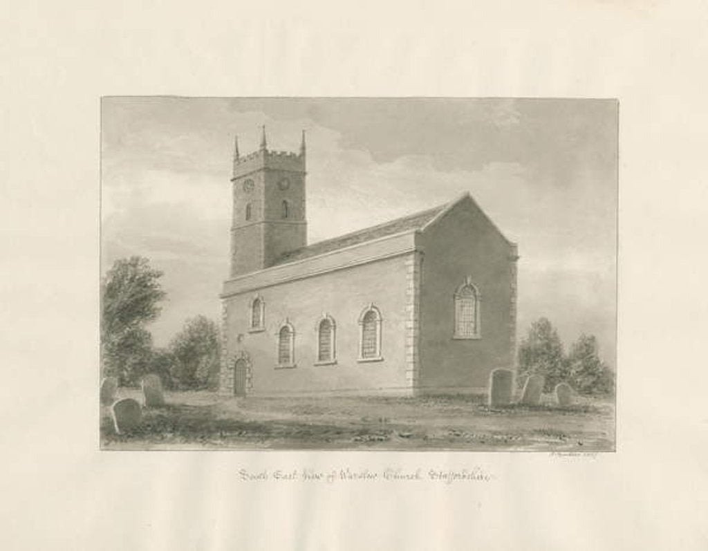 Detail of Warslow Church: sepia drawing, 1847 by John Buckler