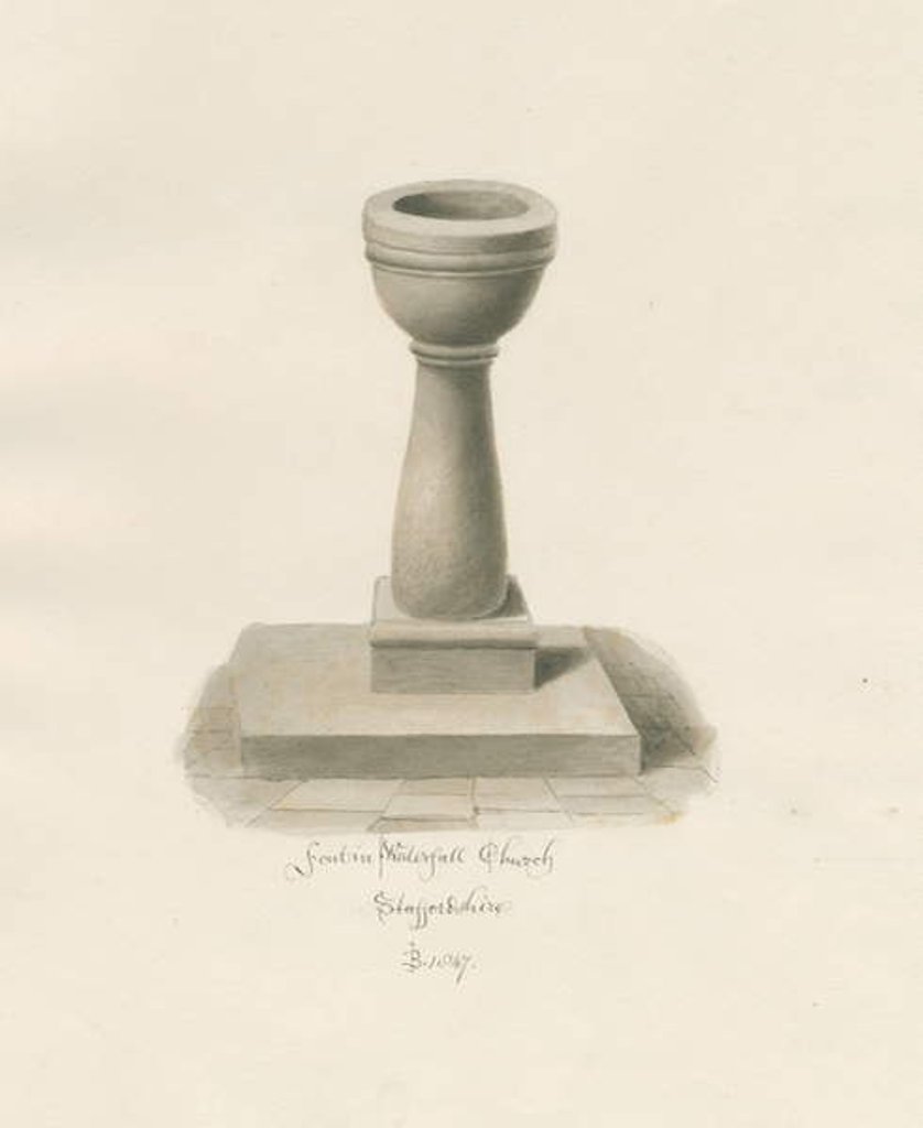 Detail of Font in Waterfall Church by John Buckler