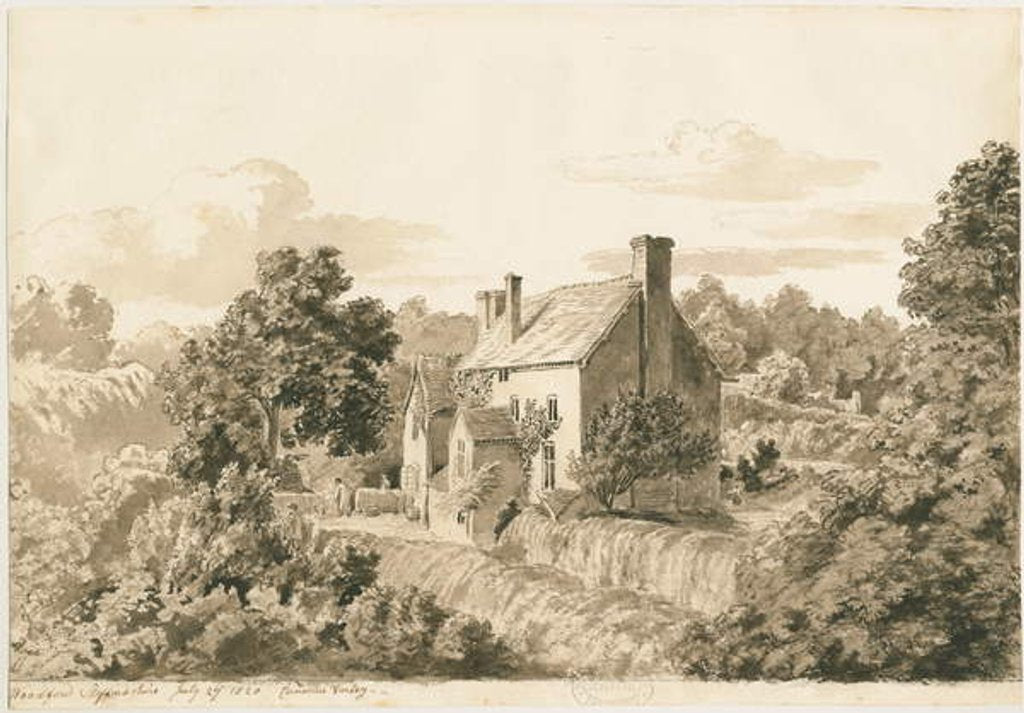 Detail of Woodford - Cottages by Cornelius Varley
