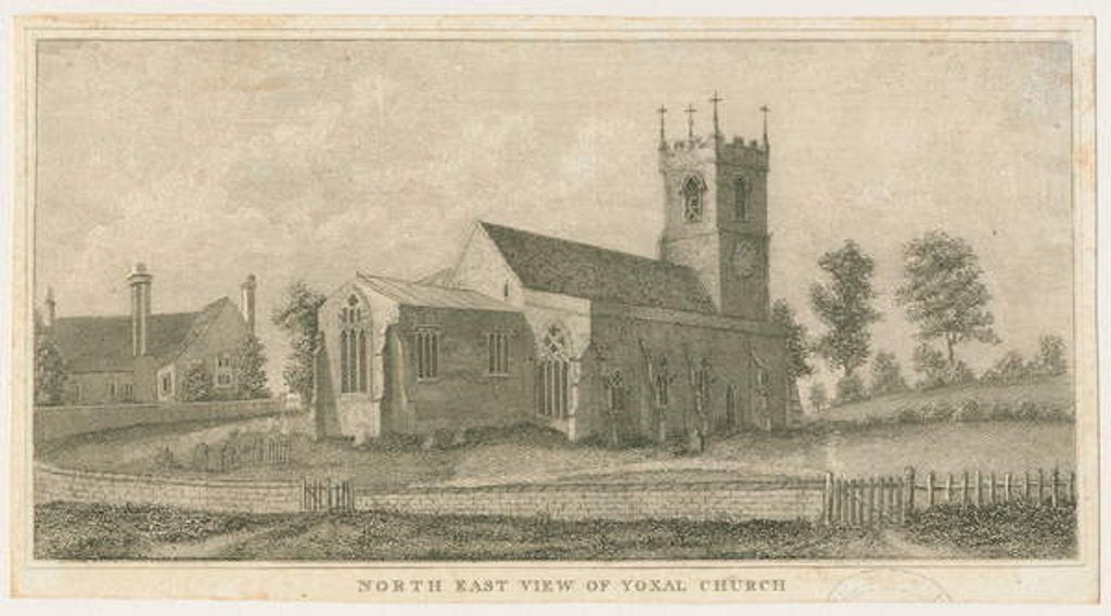 Detail of Yoxall Church: engraving, nd [c 1798] by Stebbing Shaw