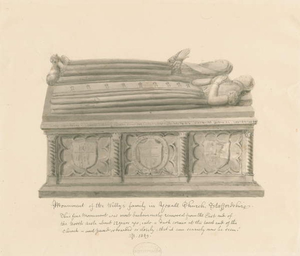 Detail of Yoxall Church - Monument of the Welly's family by John Buckler