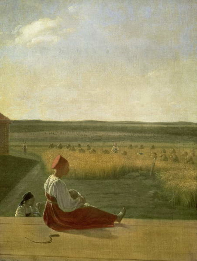 Detail of Harvesting in Summer, 1820s by Aleksei Gavrilovich Venetsianov