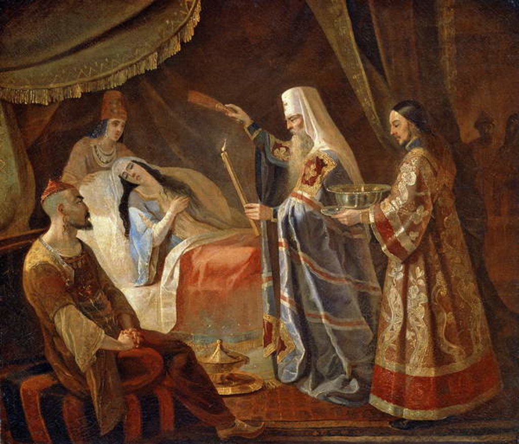 Detail of Metropolitan Alexis Healing the Tatar Queen Taidula from Blindness by Yakov Fyodorovich Kapkov