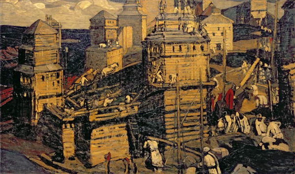 Detail of Building the Town, 1902 by Nicholas Roerich