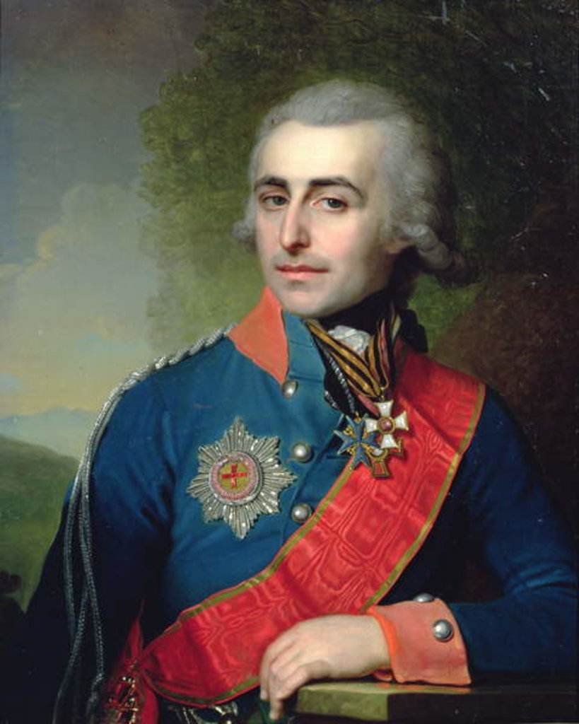 Detail of Portrait of General aide-de-camp Count Pyotr Tolstoy 1799 by Vladimir Lukich Borovikovsky