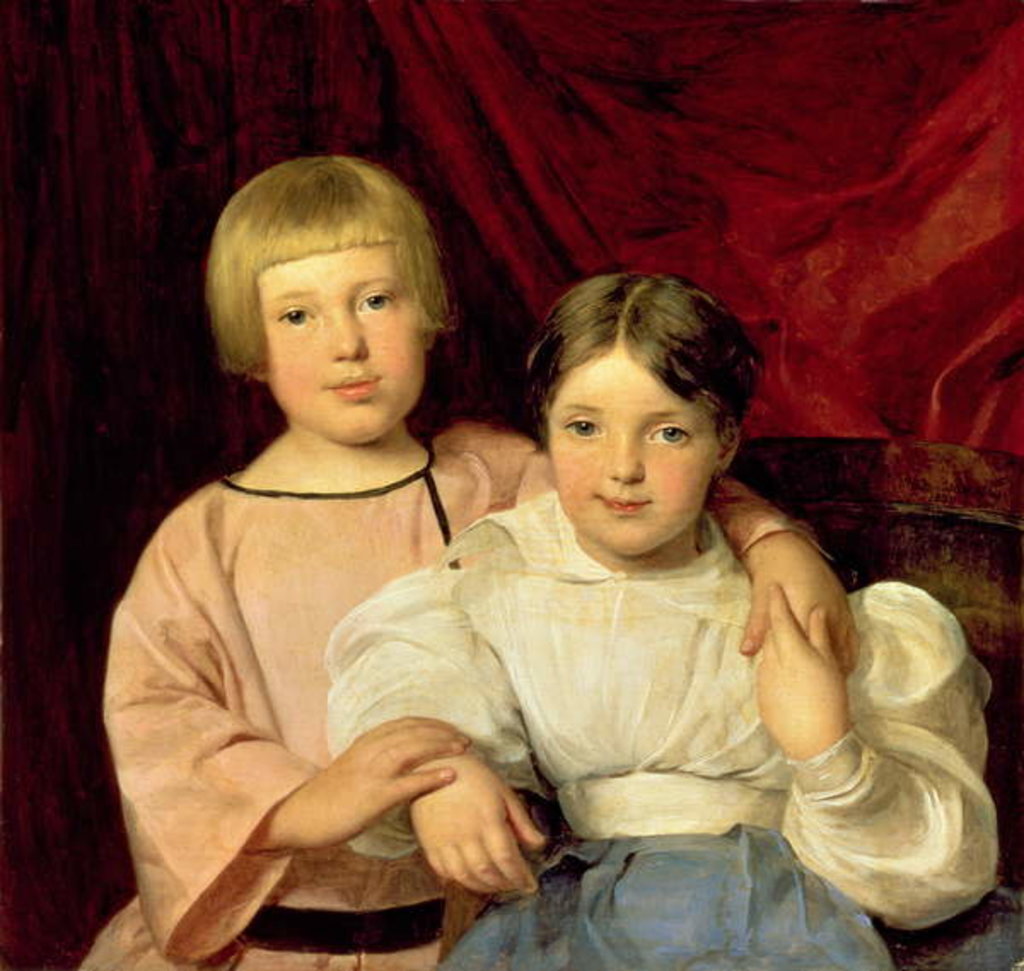 Detail of Children, 1834 by Ferdinand Georg Waldmuller
