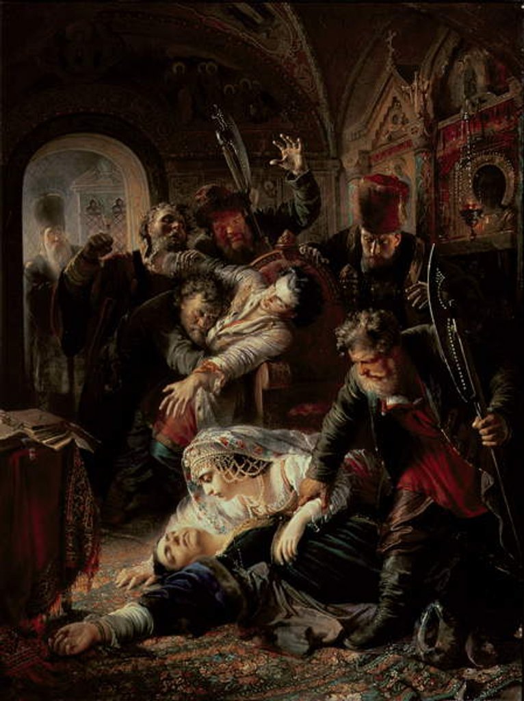 Detail of Hired Assassins Killing Tzar Boris Fyodorevich Godunov's Son, 1862 by Konstantin Egorovich Makovsky