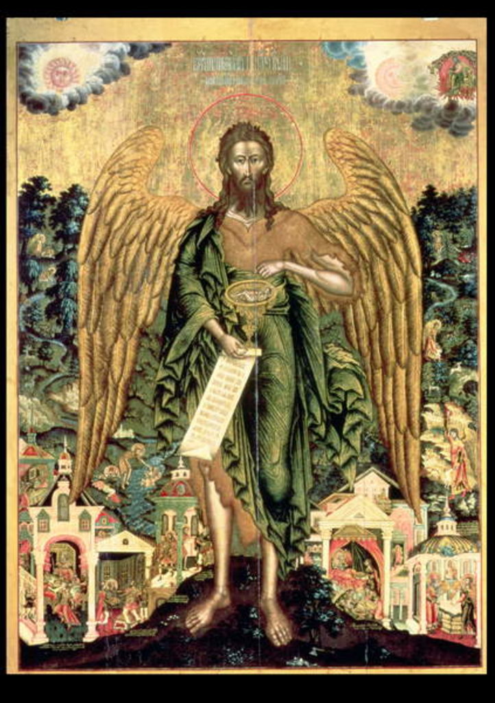 Detail of St. John the Baptist, Angel of the Wilderness by School Russian
