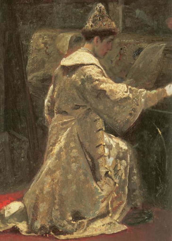 Detail of Tsar Alexej Mihailovich, 1886 by Alexander Dimitrievitch Litovtchenko