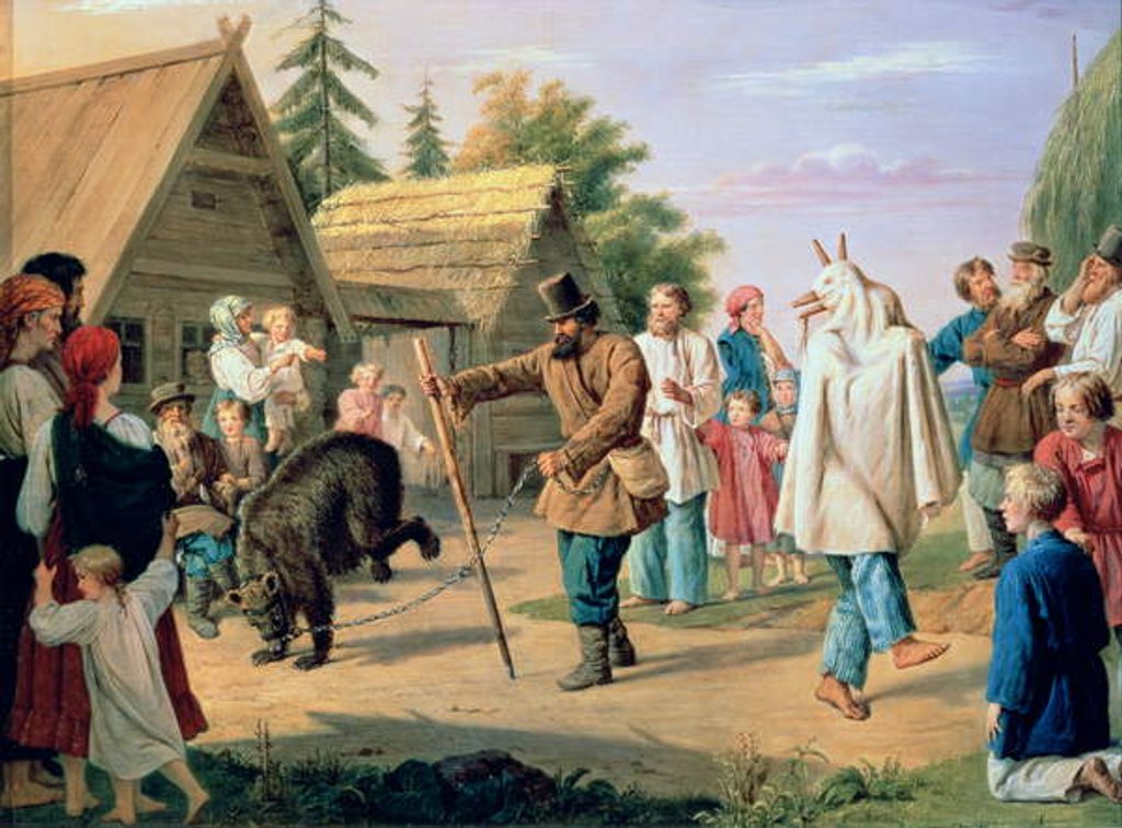 Detail of Buffoons in a Village, 1857 by Francois Nicholas Riss