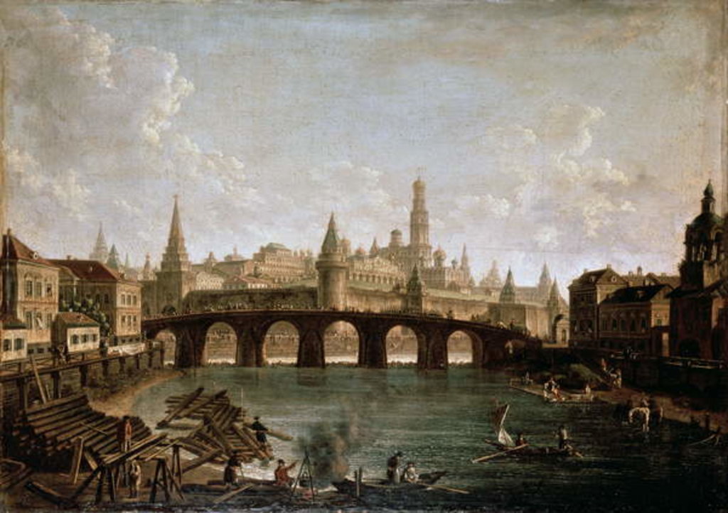 Detail of View of the Kremlin and the Kamenny Bridge in Moscow, 1810s by Fedor Yakovlevich Alekseev