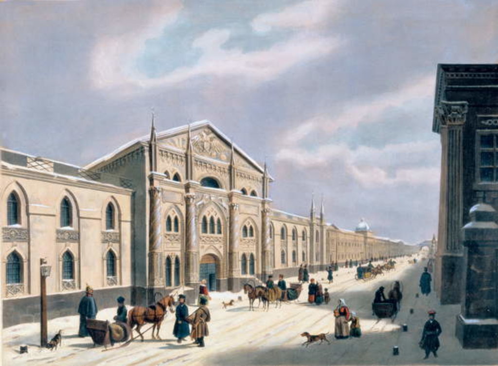 Detail of The Synodal Printing house at Nikolyskaya street on Moscow, 1840s by School Russian