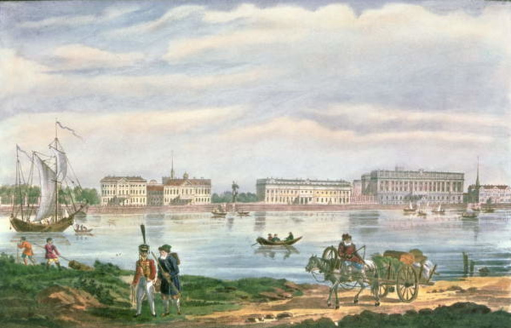 Detail of The Marble Palace and the Neva Embankment in St. Petersburg, 1822 by School Russian