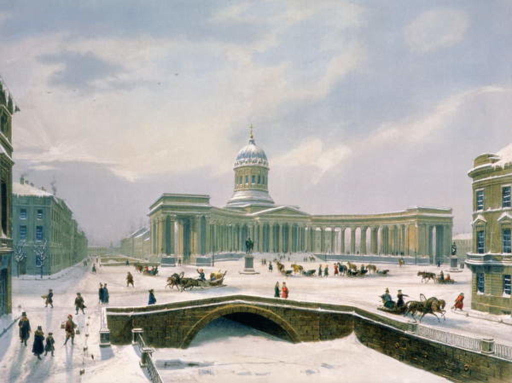 Detail of Kazan Cathedral, St. Petersburg, printed by Lemercier, Paris, 1840s by Louis Jules Arnout