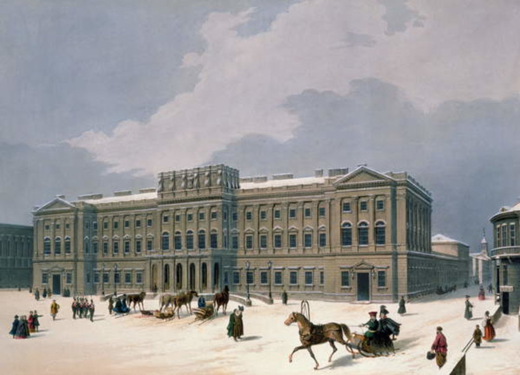 Detail of Palace of the Grand Duke of Leuchtenberg in St. Petersburg, printed by Lemercier, Paris, 1840s by Louis Jules Arnout