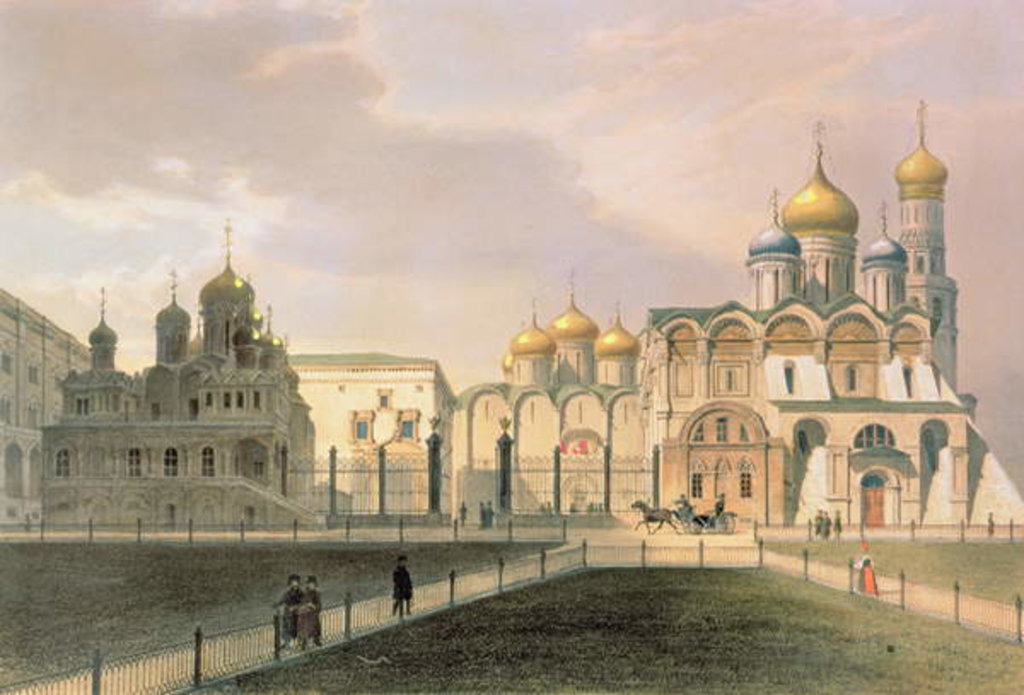 Detail of View of the Cathedrals in the Moscow Kremlin, printed by Lemercier, Paris, 1840s by Louis Jules Arnout