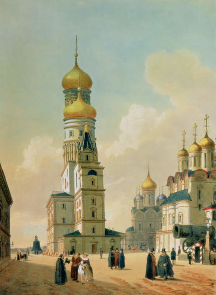 Detail of Ivan the Great Bell Tower in the Moscow Kremlin, printed by Lemercier, Paris, 1840s by Felix (after) Benoist