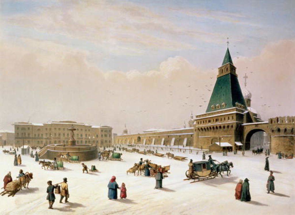 Detail of Loubyanska Square in Moscow, printed by Louis-Pierre-Alphonse Bichebois, 1830 by Paul Marie Roussel