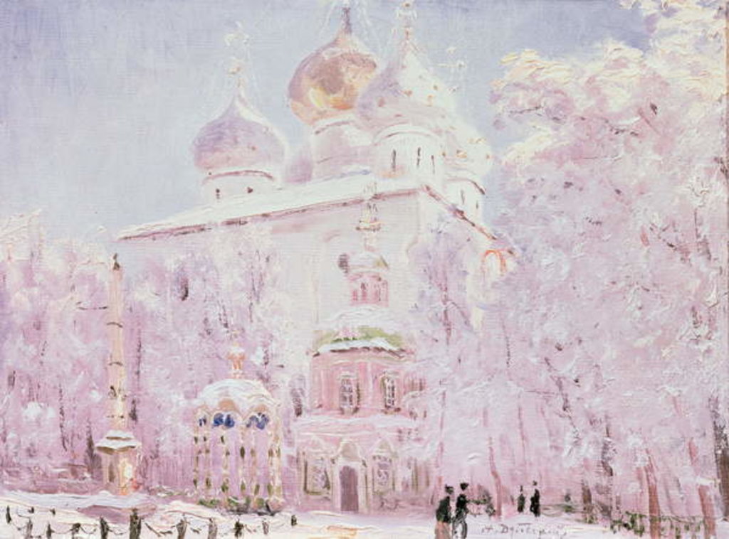 Detail of Winter in the Trinity-St. Sergius Lavra in Sergiyev Posad, c.1910 by Nikolay Nikanorovich Dubovskoy