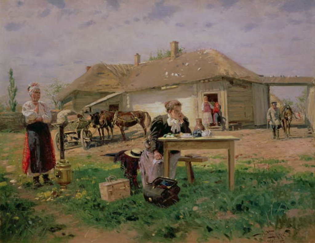 Detail of Arrival of a School Mistress in the Countryside, 1897 by Vladimir Egorovic Makovsky