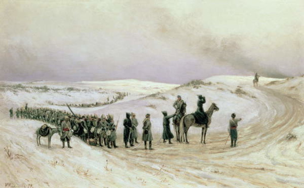Detail of Bulgaria, a scene from the Russo-Turkish War of 1877-78, 1879 by Mikhail Georgievich Malyshev