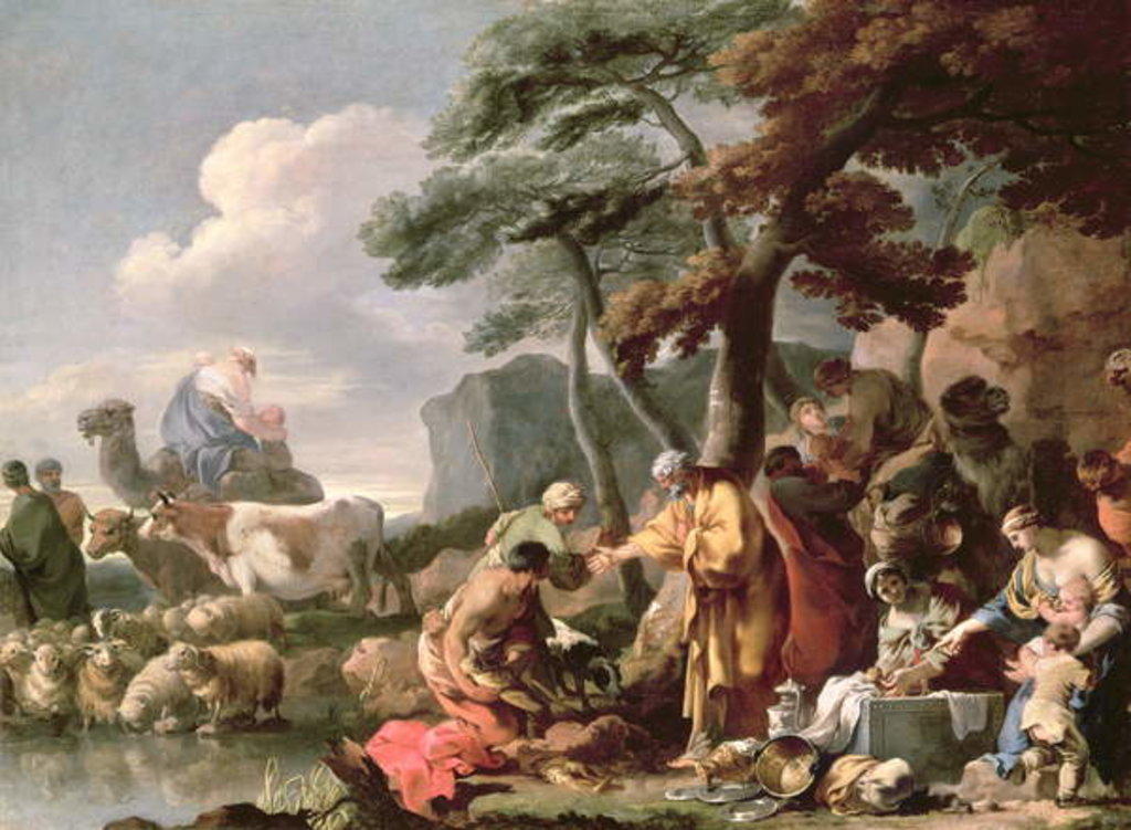 Detail of Jacob burying the false gods under the oak by Shechem by Sebastien Bourdon