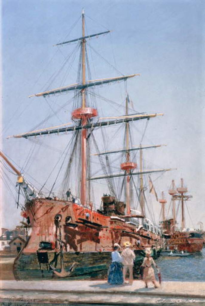 Detail of Building of the Battleship 'Admiral Kornilov' in Brittany, 1889 by Nikolai Nikolaevich Gritsenko