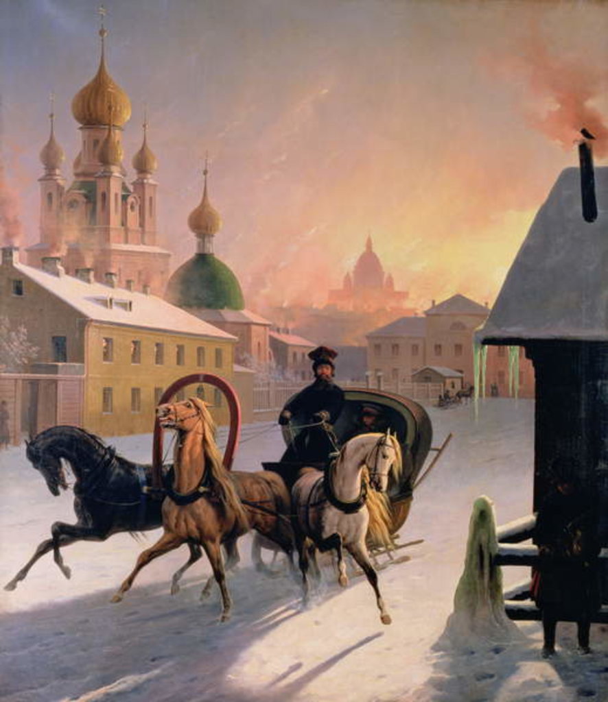 Detail of Troika on the Street in St. Petersburg, 1850s by Charles de Hampeln