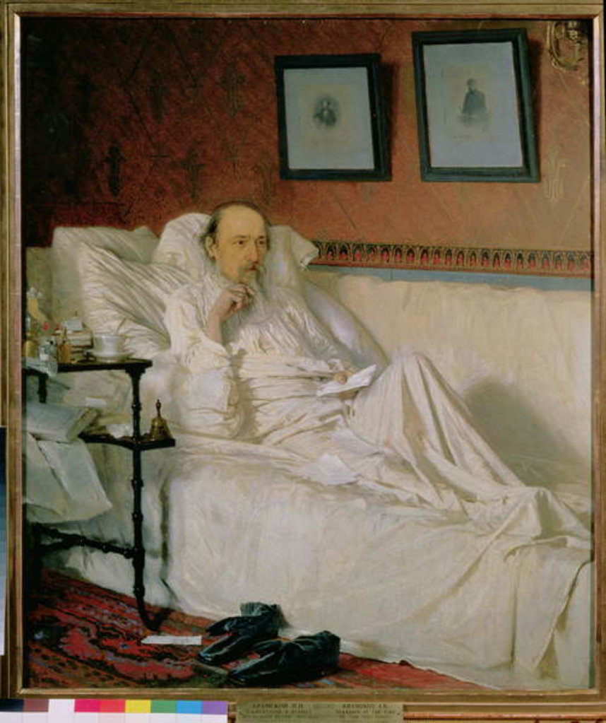 Detail of The Poet Nikolay Alekseyevich Nekrasov at the time of 'The Last Songs', 1877 by Ivan Nikolaevich Kramskoy