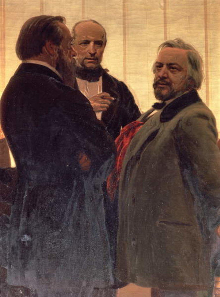 Detail of Vladimir Odoevsky, Mily Balakirev and Mikhail Ivanovich Glinka, 1890s by Ilya Efimovich Repin