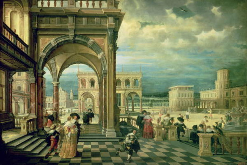 Detail of Italian Palace, 1623 by Hendrik the Younger Steenwyck