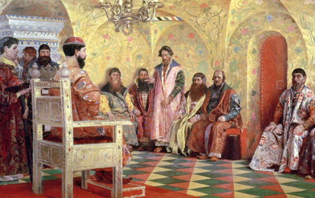 Detail of Tsar Mikhail Fyodorovich with Boyars Sitting in His Room, 1893 by Andrei Petrovich Ryabushkin