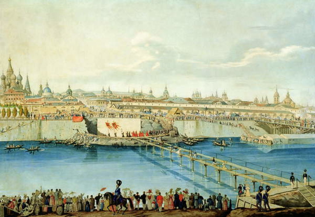 Detail of Laying of the Moskvoretsky Bridge in Moscow, 1830 by Charles de Hampeln
