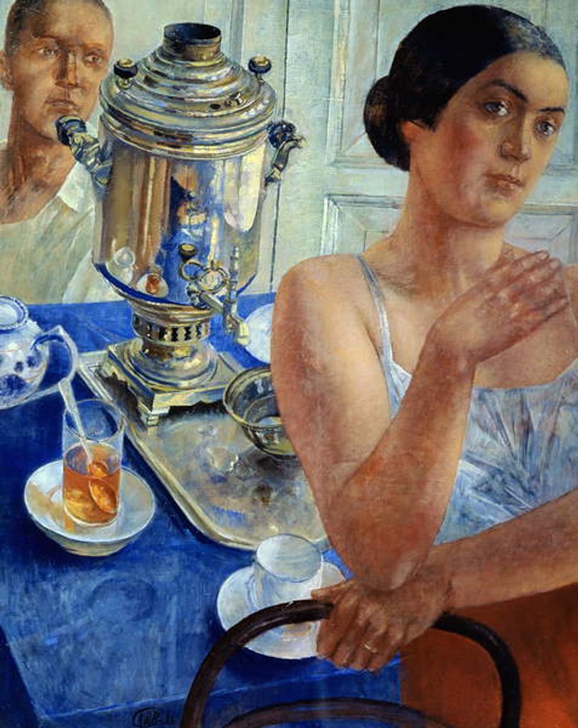 Detail of At the Samovar, 1926 by Kuzma Sergeevich Petrov-Vodkin
