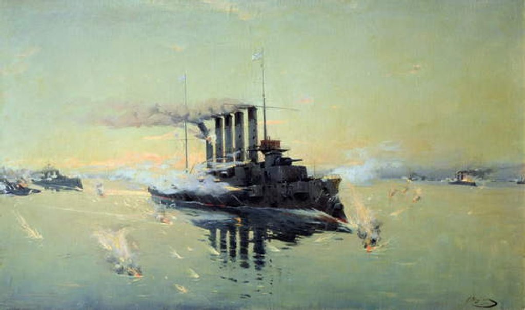 Detail of Cruiser 'Askold' fighting on July 28th 1904 in the Yellow Sea, 1906 by Konstantin Veshchilov