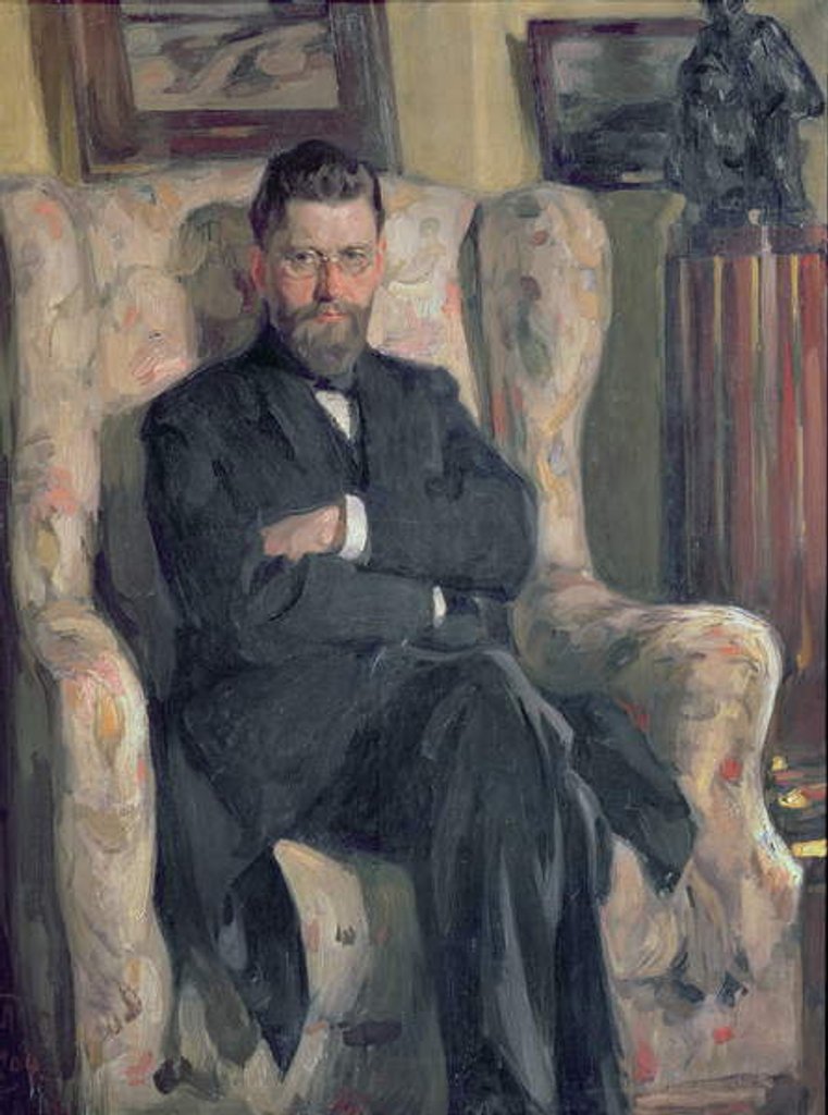Detail of Portrait of the collector Alexei A. Bakhrushin 1904 by Osip Emmanuilovich Braz
