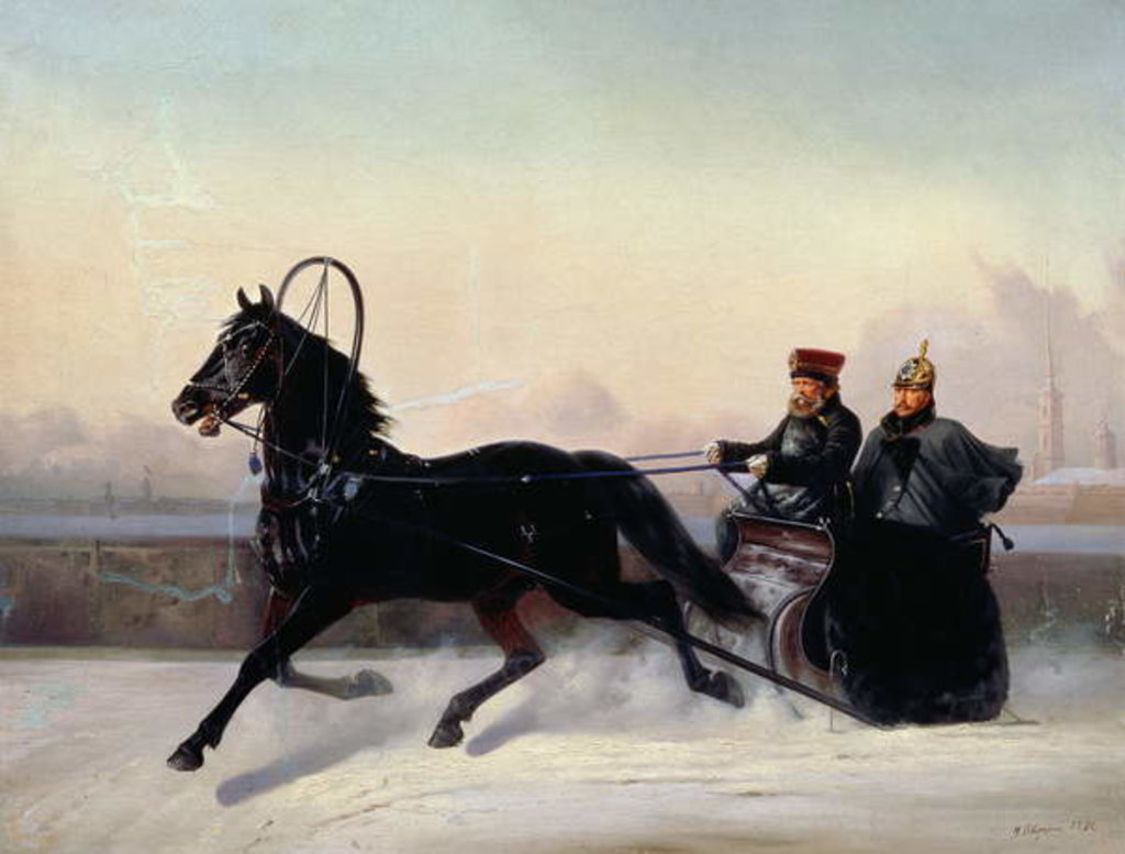 Detail of Emperor Nicholas I Driving in a Sleigh by Nikolai Egorevich Sverchkov
