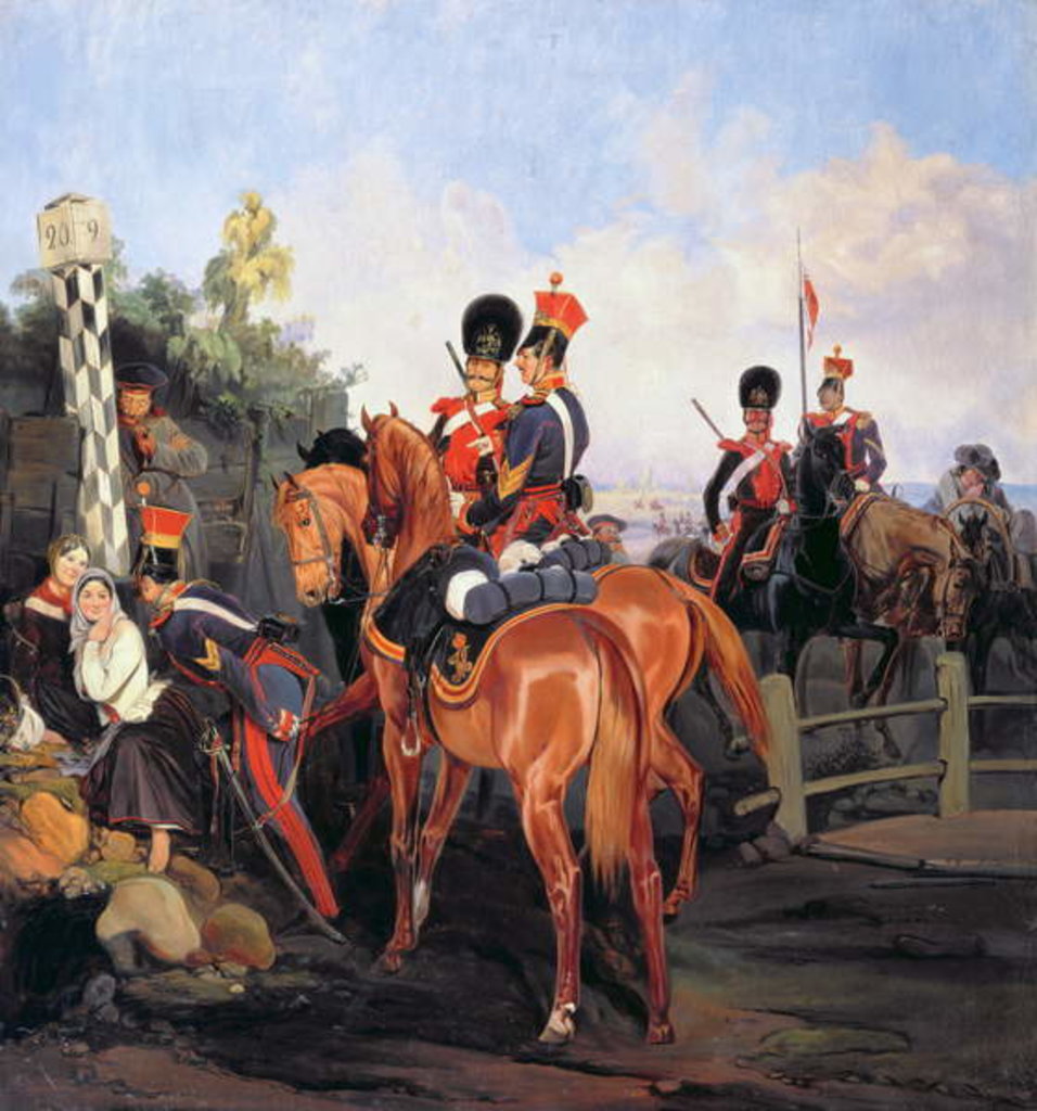 Detail of At the Mile Stone, 1859 by Bogdan Willewalde