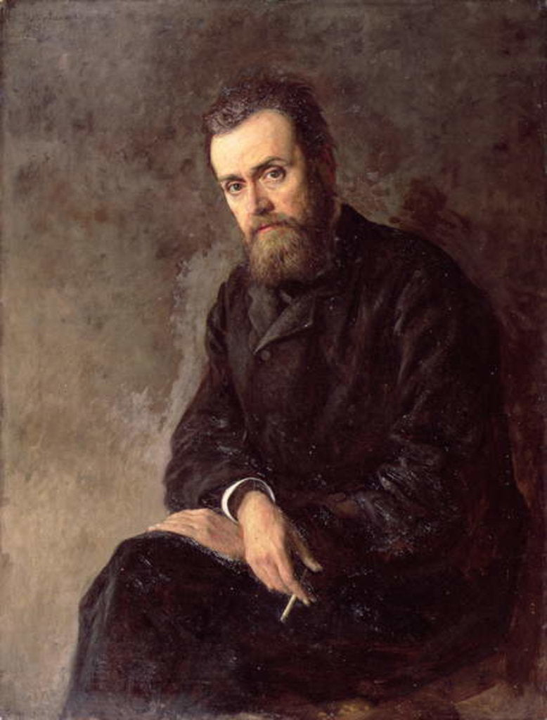 Detail of Portrait of Gleb I. Uspensky 1884 by Nikolai Aleksandrovich Yaroshenko