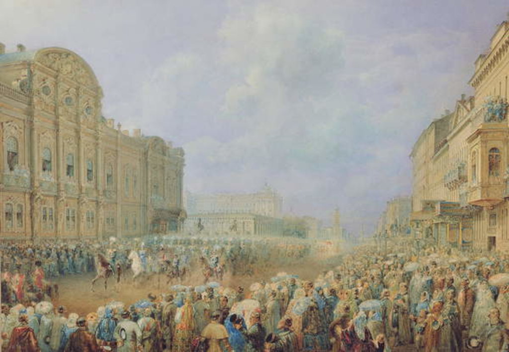 Detail of Military Review on the Nevsky Avenue at the Beloselsky-Belozersky Palace, 1859 by Vasili Semenovich Sadovnikov