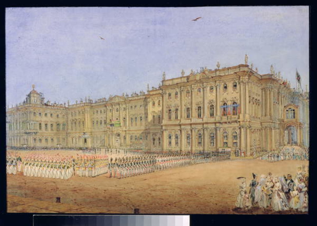 Detail of Review at the Winter Palace in St. Petersburg, 1840s by Vasili Semenovich Sadovnikov