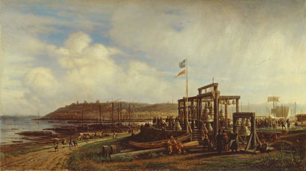 Detail of Bell Stalls at a Market in Nizhny Novgorod, 1862 by Aleksei Petrovich Bogolyubov