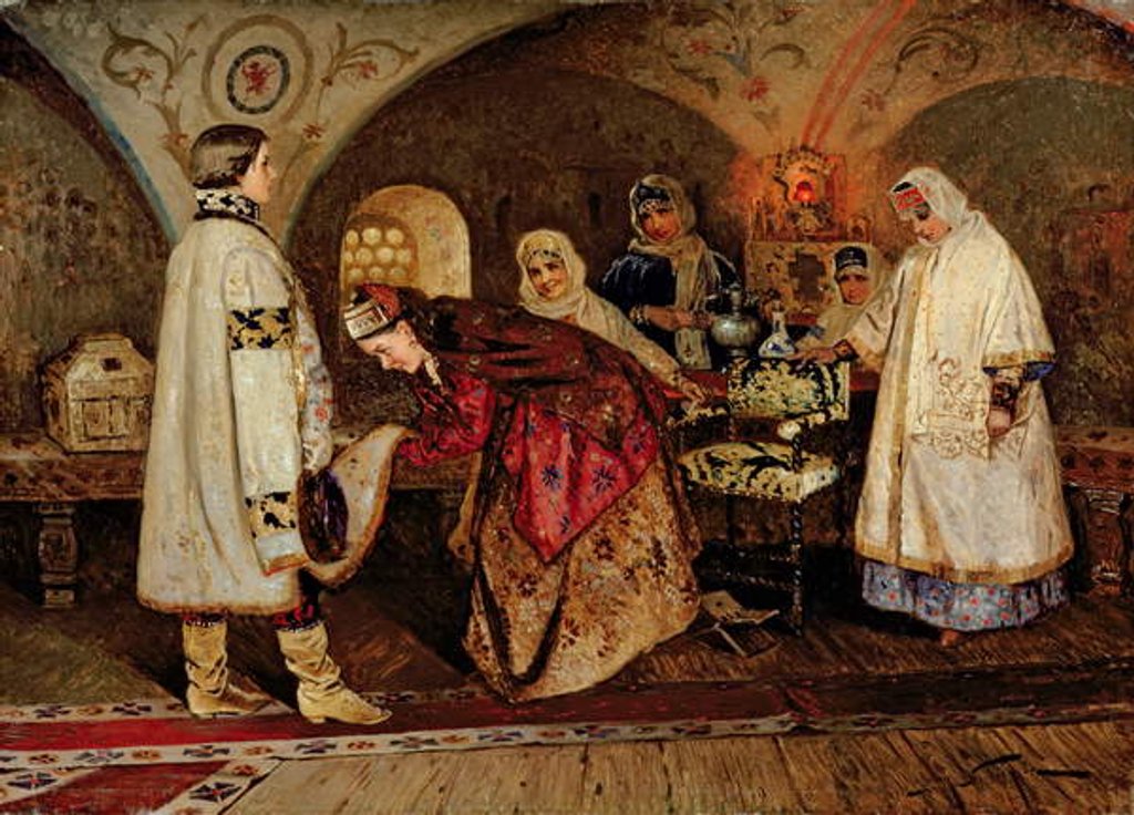 Detail of Tsar Alexei Mikhailovich Meeting His Bride, Maria Miloslavasky, 1887 by Mikhail Vasilievich Nesterov