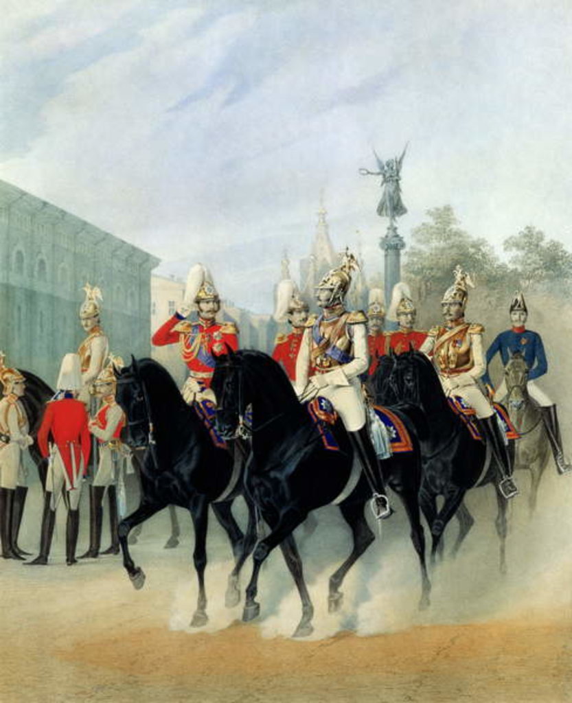Detail of Emperor Nicholas I and Grand Duke Alexander in St. Petersburg, 1843 by Karl Karlovich Piratsky