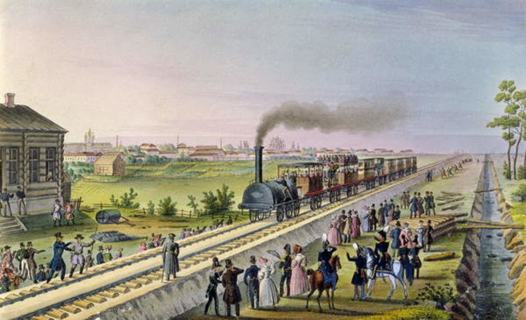 Detail of Opening of the First Railway Line from Tsarskoe Selo to Pavlovsk in 1837 by School Russian